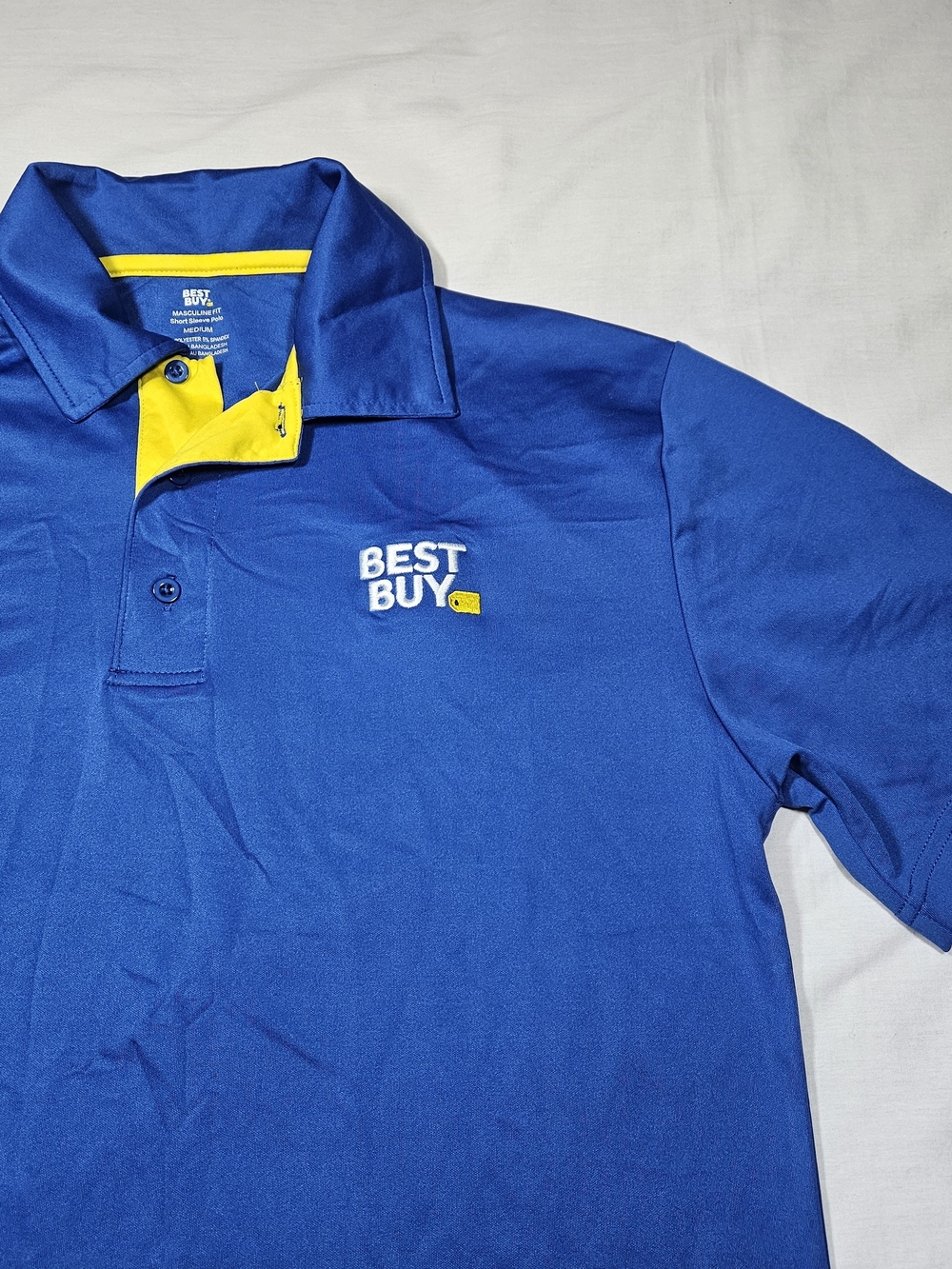 Best Buy Staff Shirt Mens Medium Blue Short Sleeve Polo Uniform Logo